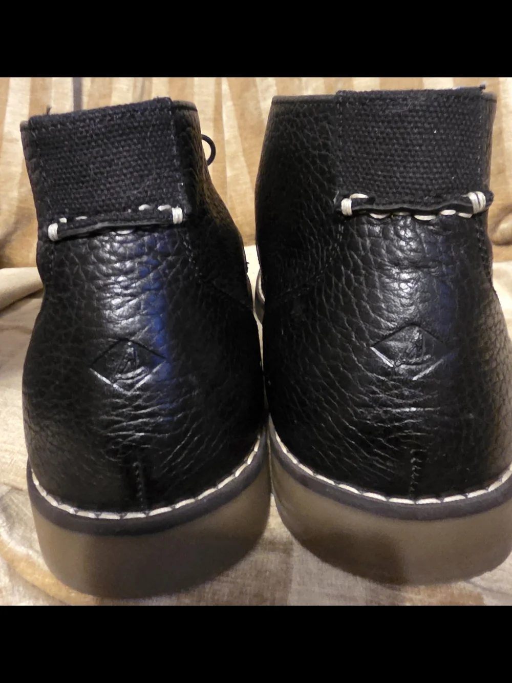 Sperry Men's Black Leather Chukka Boots with Striped Lining